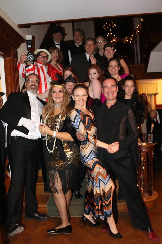 party-guests-posing-on-staircase