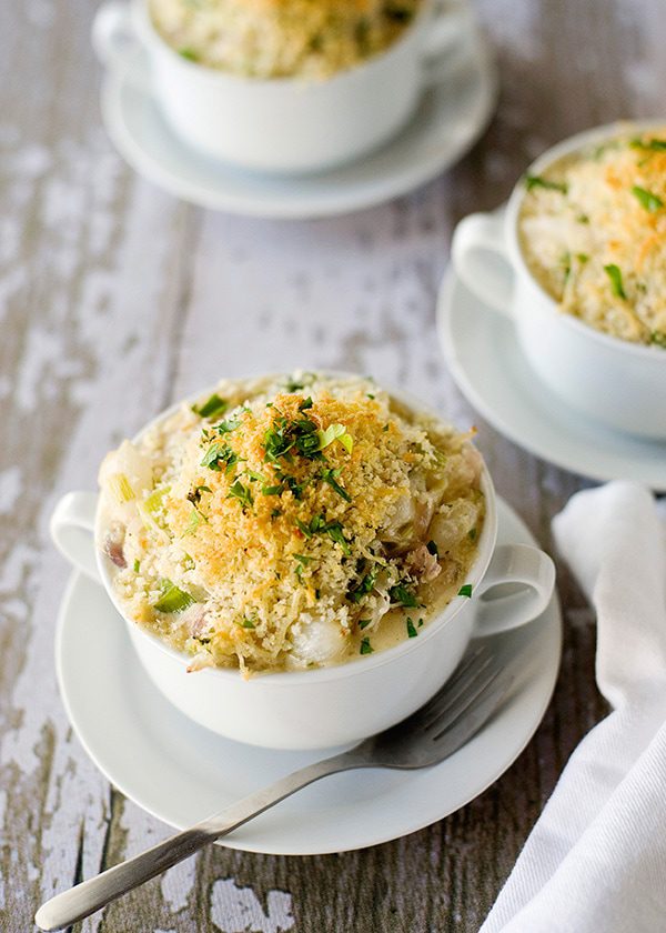 creamed onions in white dish